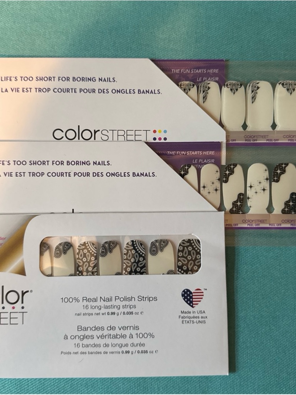 Color Street Black and White Clear Overlay Nail Strips